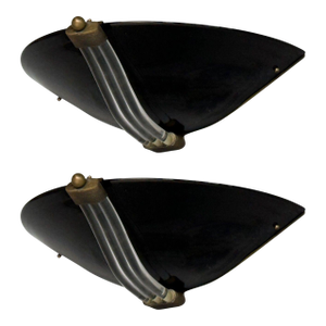 Pair of Italian Modern, Black Murano Glass, Brass, Large Sconces, Italy, 1930s