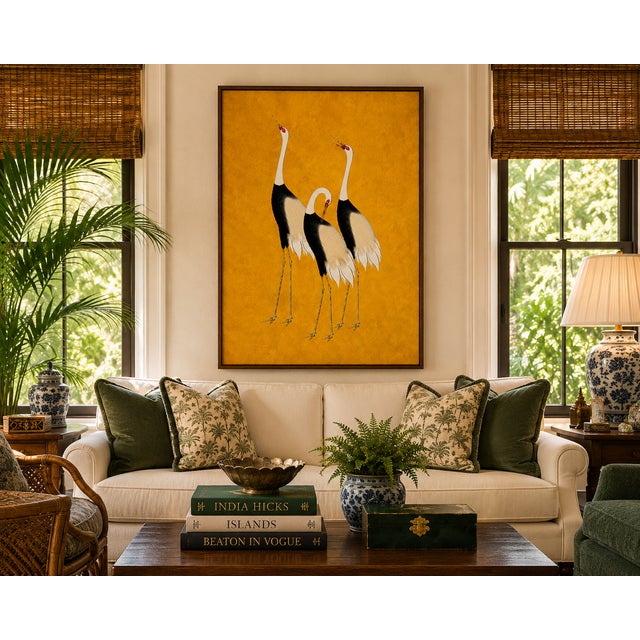 Gold Japanese Crane Wall Art, Gold Decorative Bird Print, 32" X 48" For Sale - Image 8 of 11