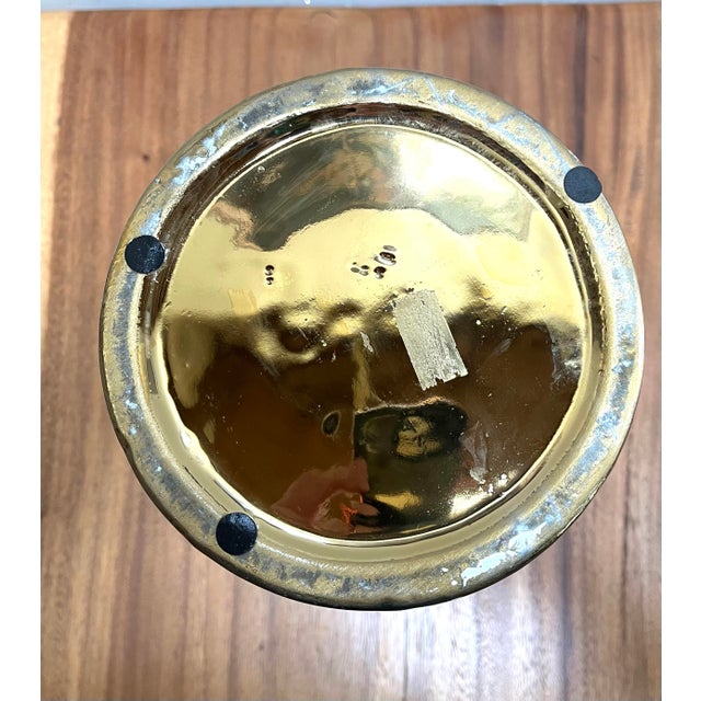 Ceramic Large Chinoiserie Bottleneck Vase in Blue Phoenix and Gold Decoration For Sale - Image 7 of 7