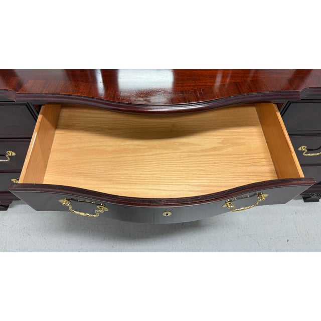 Thomasville Mahogany Chippendale Style Nine-Drawer Triple Dresser For Sale - Image 11 of 16