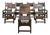 Gothic Chairs in Oak and Studded Leather, Set of 8 For Sale