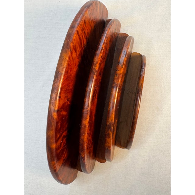 Mid 20th Century Vintage Art Deco Burl Wood Arched Letter Holder Desk Accessory For Sale - Image 5 of 12