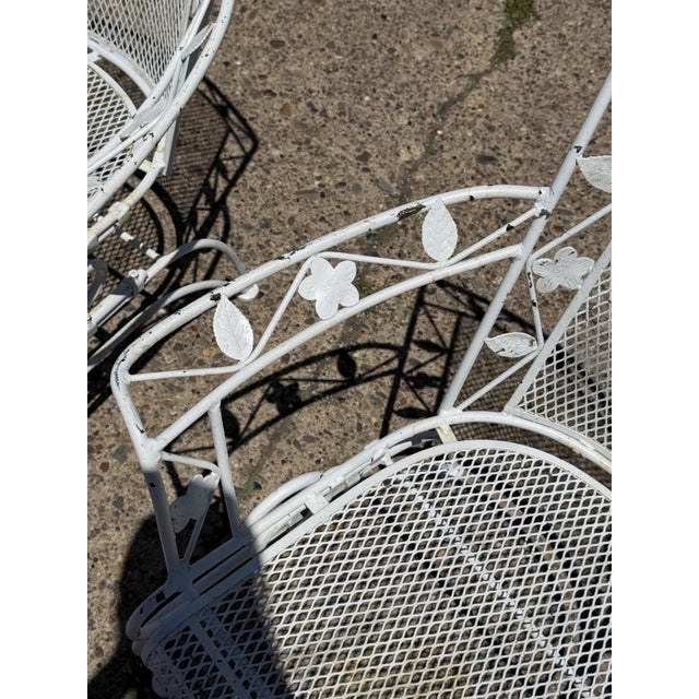 Vintage Woodard Era Floral Wrought Iron Springer Garden Patio Arm Chair - A Pair For Sale - Image 10 of 17