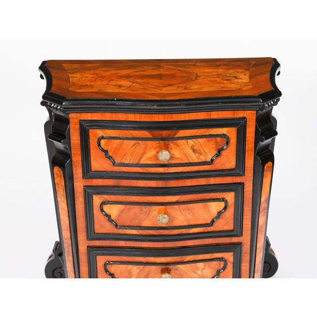 Antique Italian Burr Walnut Serpentine Bedside Chests, 1700s, Set of 2 For Sale - Image 15 of 18