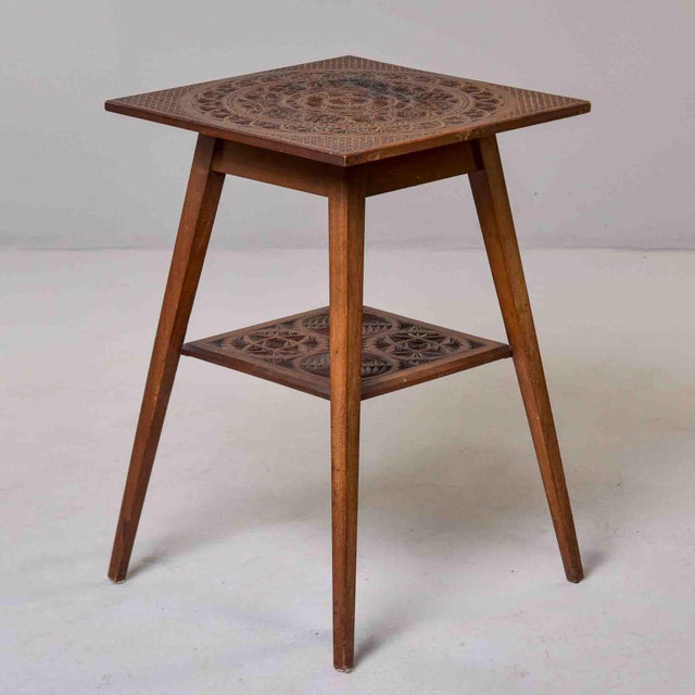 1910s Chip-Carved Two-Tier Occasional Table, Circa 1910s For Sale - Image 5 of 11
