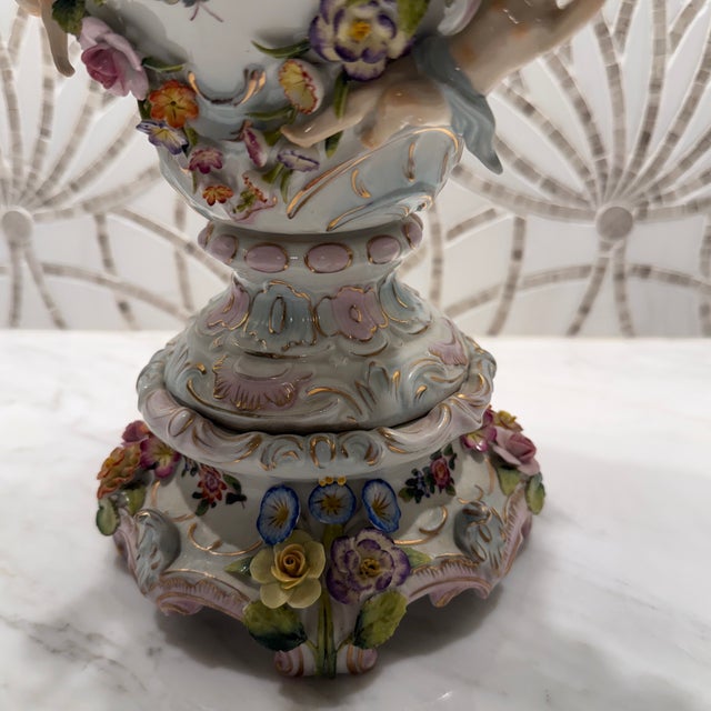 Rococo 19th Century Dresden Porcelain Lidded Vase For Sale - Image 3 of 12