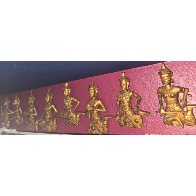 Set of 8 Vintage Thai/Burmese Gilt Wood Carved Figures For Sale - Image 9 of 12