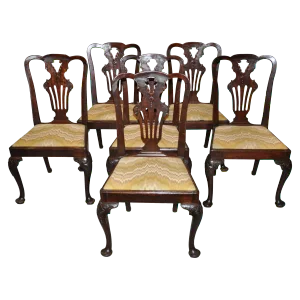 Set of Six Period 18th Century George II Walnut Dining Chairs