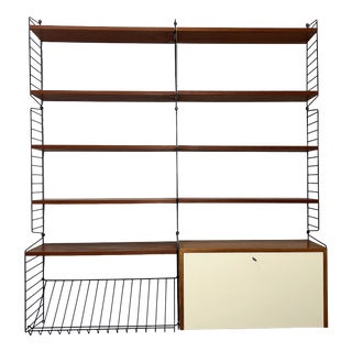 Two-Tier String Shelving Unit in Teak by Kajsa & Nils Nisse Strinning for String, 1960s For Sale