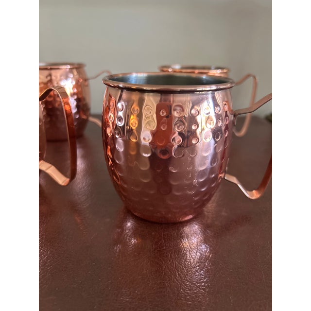Hammered Copper Moscow Mule Mugs With Stainless Steel Lining, Set of 4 For Sale - Image 4 of 6
