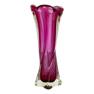 Large Sculptural Pink Murano Glass Vase, Italy, 1970s For Sale