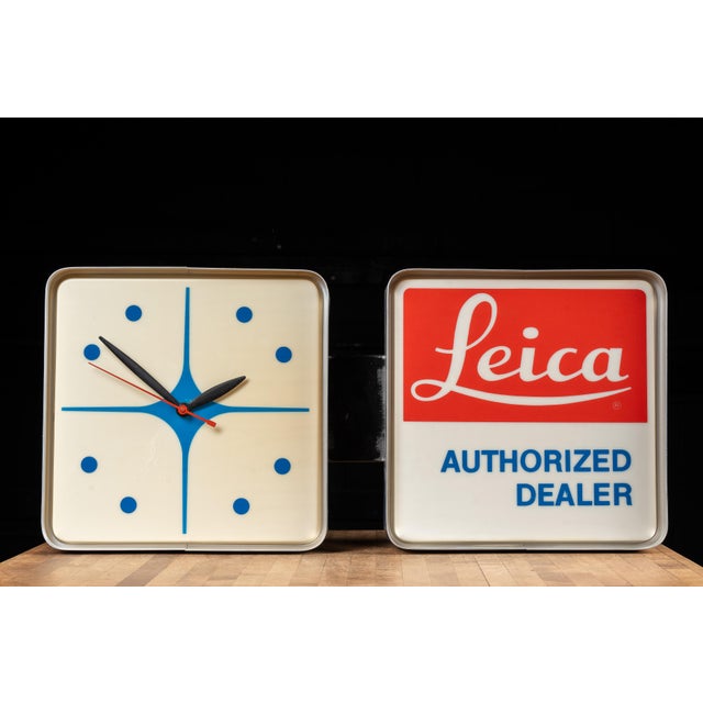 Red Vintage Leica Cameras Lighted Dealer Advertising Clock For Sale - Image 8 of 13