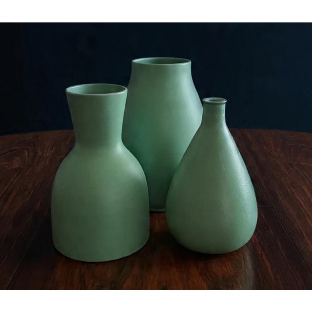 Triptych of Aqua Green Vases by Italica Ars, Florence, 1950s - Top Art - Year: Circa 1950, Florence Materials: Ceramics...