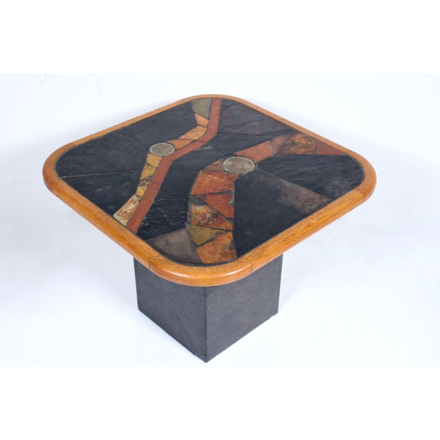 V. Ramburrem African Slate, Brass & Wood Occasional Table, 1980's For Sale - Image 11 of 18