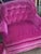 1960s Pair of W. & J. Sloane Vintage MCM Fuschia Pink Velvet Swivel-Rocker Chairs For Sale - Image 5 of 5