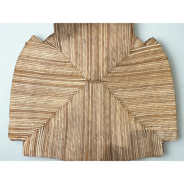 Set of 6 Vintage Carved Wood Country French Rush Seat Dining Chairs For Sale - Image 9 of 9