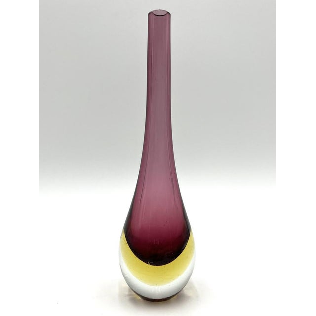 This elegant, handcrafted Murano vase was designed by Flavio Poli, one of the most important designers of Italian mid-...