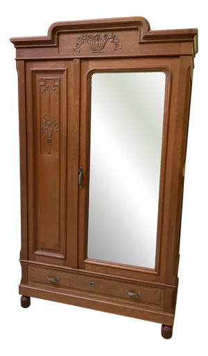 Antique Art Nouveau Linen Cupboard, 1890s