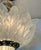 Original retail $6657, neoclassical Myran Allan Luxury Lighting Vintage Italian Satin Glass and Silver Semi Flush...