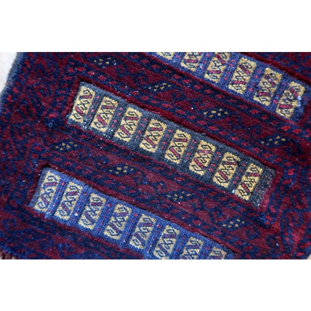 Burgundy 1970s Handmade Vintage Afghan Baluch Salt Bag For Sale - Image 8 of 10