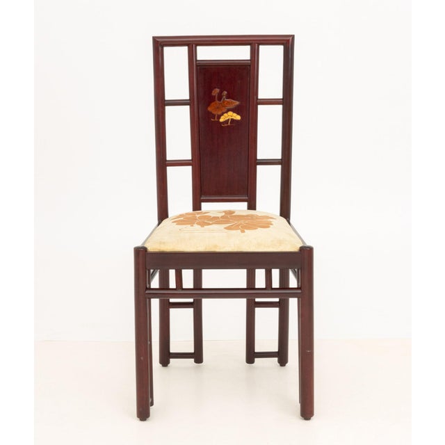 Mid 20th Century Chinese Duck Motif Inlaid Dining Chairs, 5 For Sale - Image 5 of 8