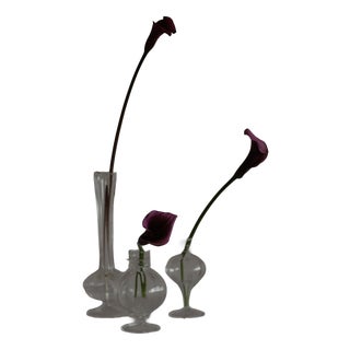 Vintage Clear Glass Bud Vases, Set of 3 For Sale