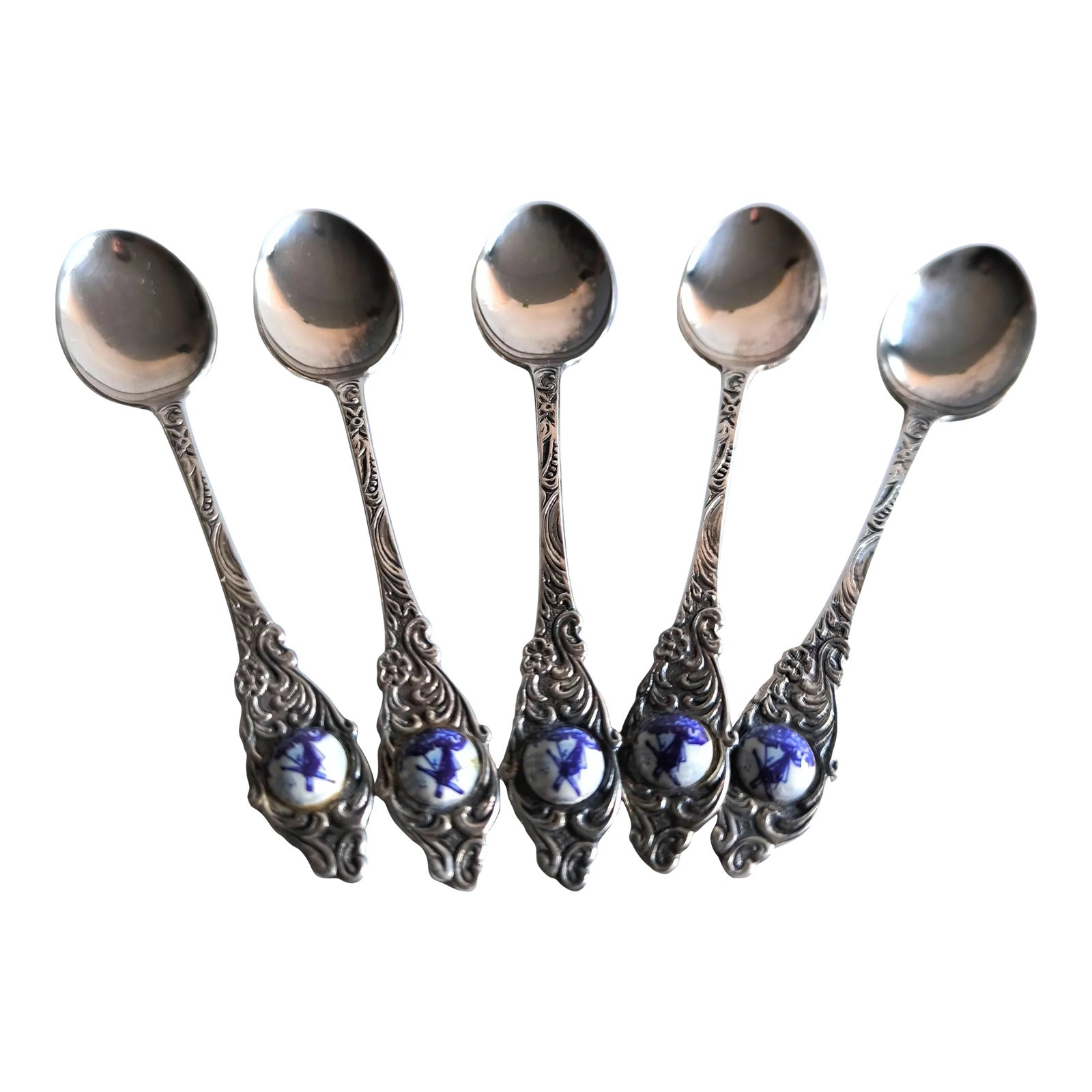 Mid 20th Century Vintage Dutch Silver-Tone Metal Spoons- Set of 5 ...