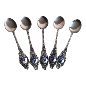 Mid 20th Century Vintage Dutch Silver-Tone Metal Spoons- Set of 5