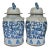 Large Chinoiserie Blue and White Scroll and Leaf Ginger Jars, a Pair For Sale