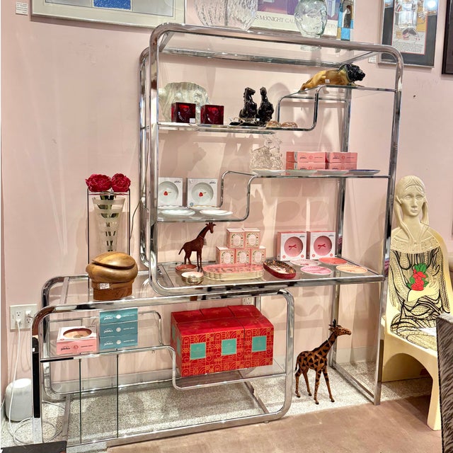 1980s Dia Chrome and Glass Nesting Etagere, Attributed For Sale - Image 12 of 12