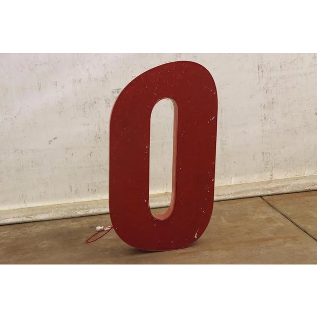 Industrial Vintage Eastern Bloc Lluminated Letter O Floor Night Lamp, 1970s For Sale - Image 3 of 9