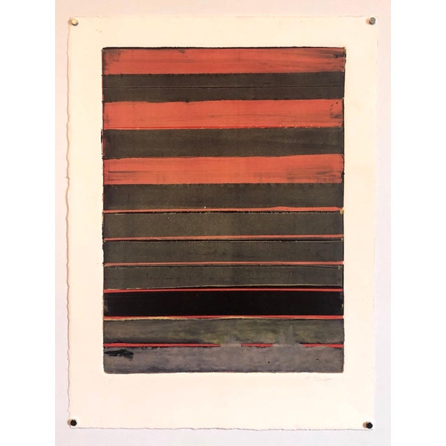 Pierre Obando, Abstract Expressionist Modernist Coral Grey Monoprint Monotype Painting Print, 1997 For Sale In Miami - Image 6 of 6