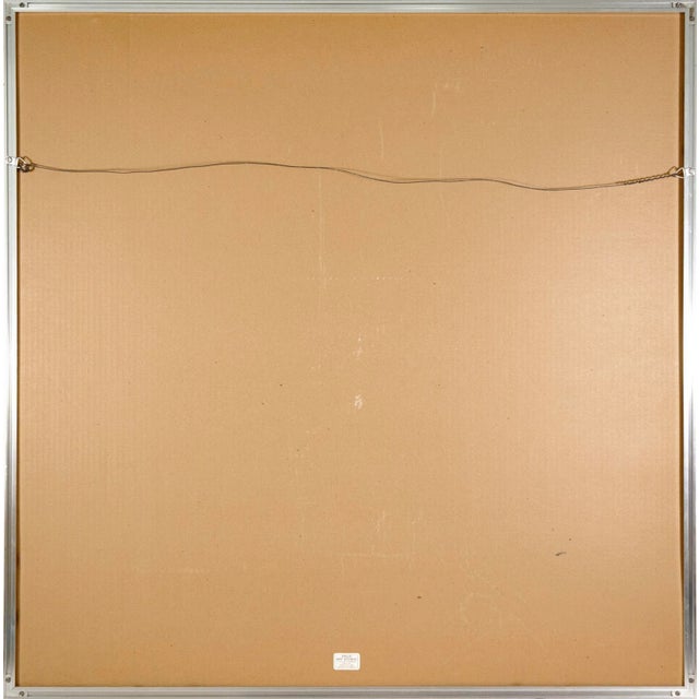 A luminous and dynamic abstract painting blends elements of minimalism and gestural abstraction. Signed lower right....