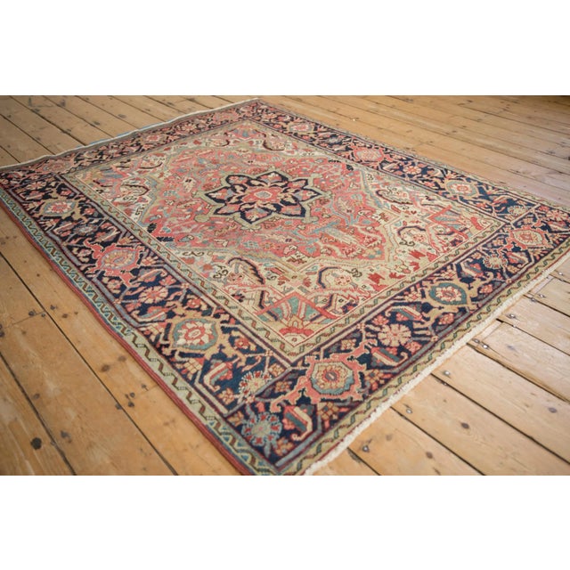 Red Vintage Heriz Rug - 4'9" X 5'11" For Sale - Image 8 of 10