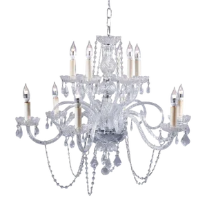 Italian Style Cut Crystal & Chrome Tiered Twelve-Light Chandelier, 20th Century