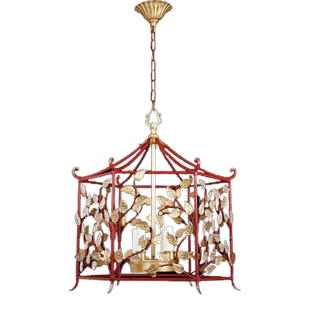 Casa Lantern in Gold and Red For Sale