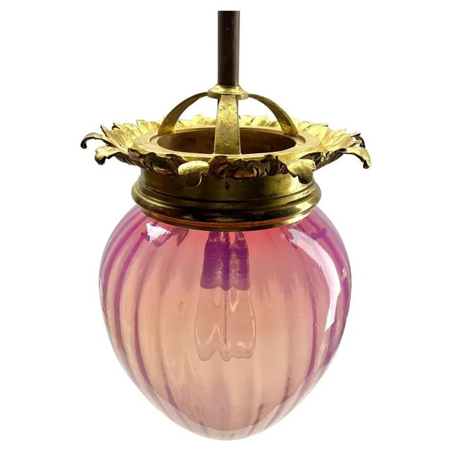 1900 - 1909 Art Nouveau Pendant Lamp from Val Saint Lambert, 1900s For Sale - Image 5 of 10