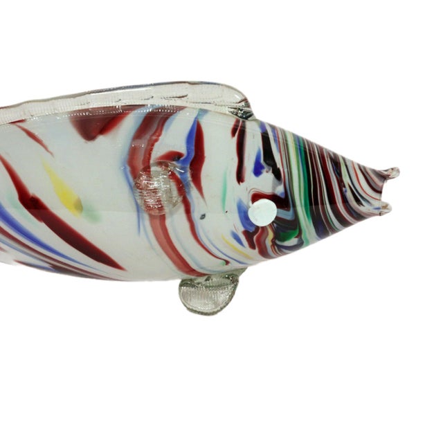 White Large Murano End of Day Glass Fish Vase 1960s Murano, Italy For Sale - Image 8 of 10