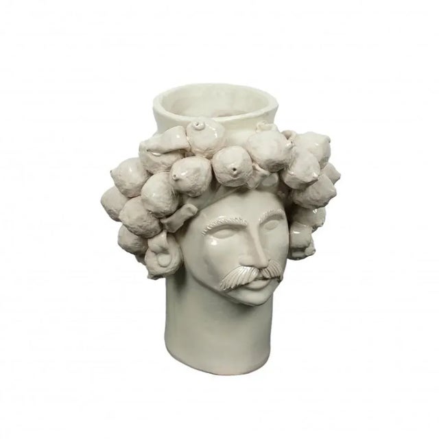 White of the Peloritani Solimano Citrus Ceramic Vase from Crita For Sale - Image 4 of 4