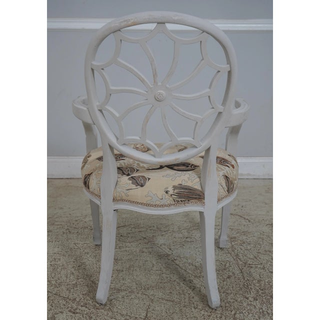Set of 6 Coastal Print Spiral Back Dining Room Chairs For Sale - Image 4 of 12