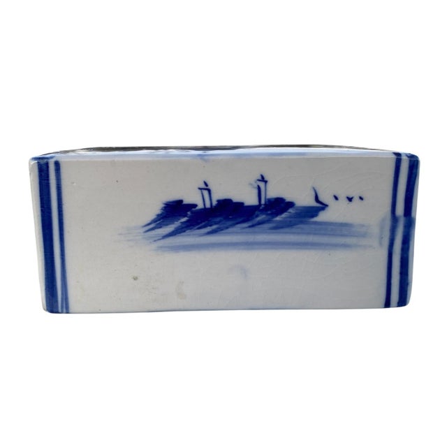 Late 19th Century Chinese Blue & White Porcelain Opium Pillow For Sale - Image 12 of 13