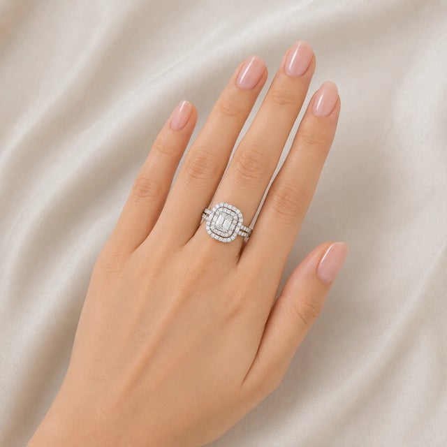 Art Deco Late 20th Century 18K White Gold GIA Certified Diamond Engagement Ring, Size 6.75 For Sale - Image 3 of 3