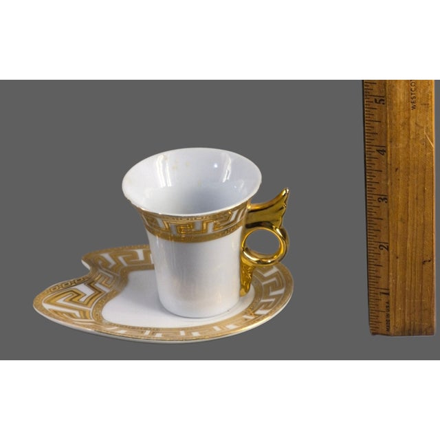 Late 20th Century Elegant Set of Four Demitasse Greek Key Cups & Saucers Japanese Imperial Porcelain Gilded - 8 pcs For Sale - Image 4 of 7