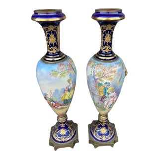 19th Century French Louis XVI Big Sevres Vases - a Pair For Sale