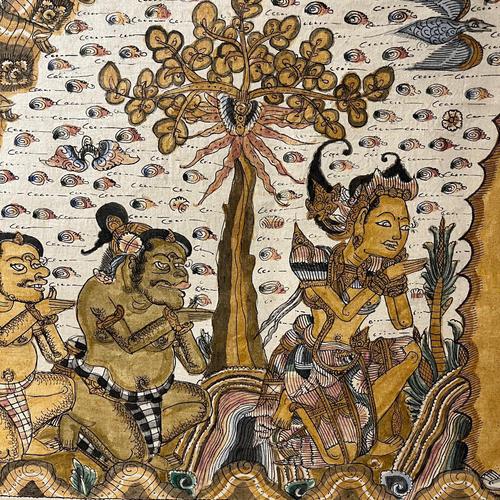 Large Vintage Indonesian Hand-Painted Wall Art, 1970s For Sale - Image 11 of 18