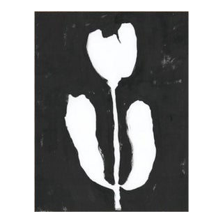 Ink + Petals 1 — Modern Floral Silhouette — Black + White Abstract Painting by Mary Elizabeth Marvin For Sale