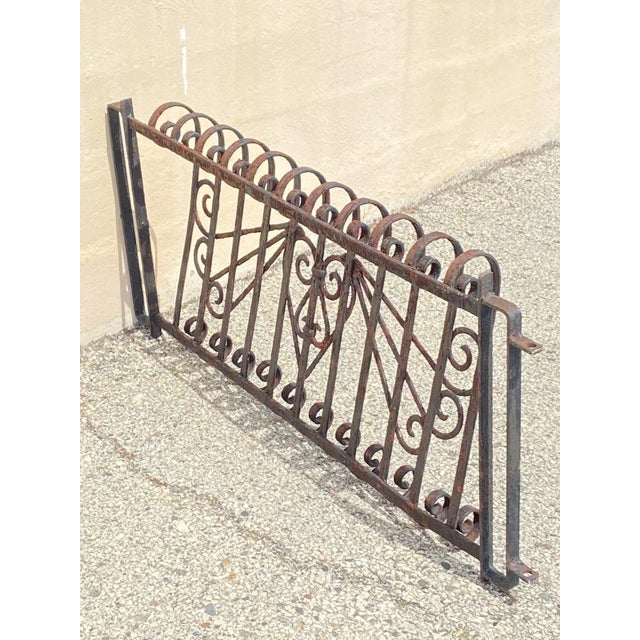 Antique Art Nouveau Black Wrought Iron Heart and Scroll 23x52 Garden Fence Gate For Sale - Image 10 of 11