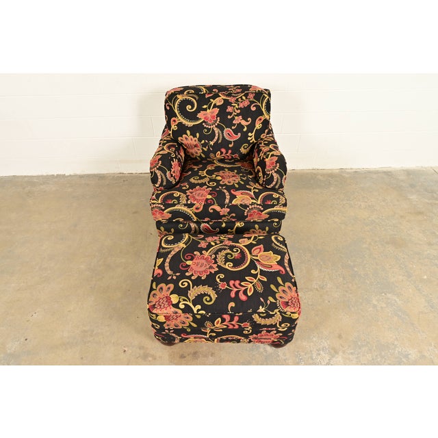 Late 20th Century Smith Brothers of Berne Contemporary Lounge Chair and Ottoman in Paisley Upholstery For Sale - Image 5 of 16