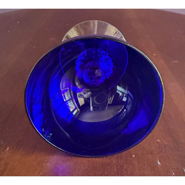 Morgantown Vintage Antique Art Deco Ritz Golf Ball Sherbet / Champagne Coupes introduced in 1928. Beautiful Cobalt Blue...