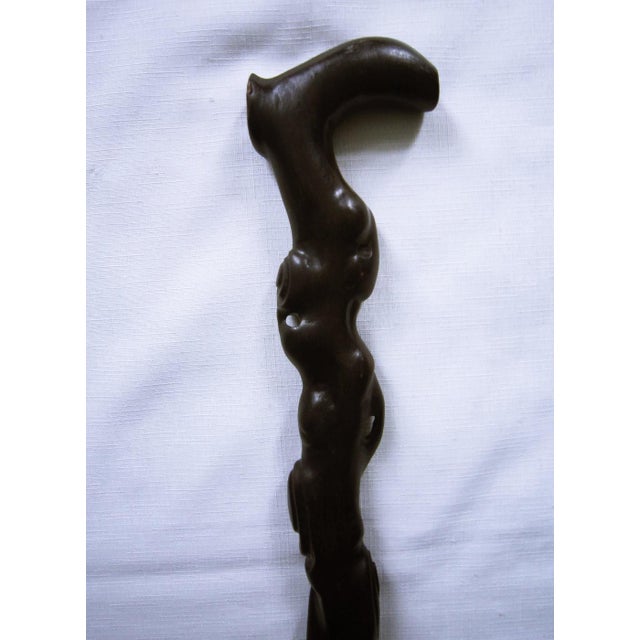 Vintage African Carved Wood Cane For Sale - Image 4 of 9